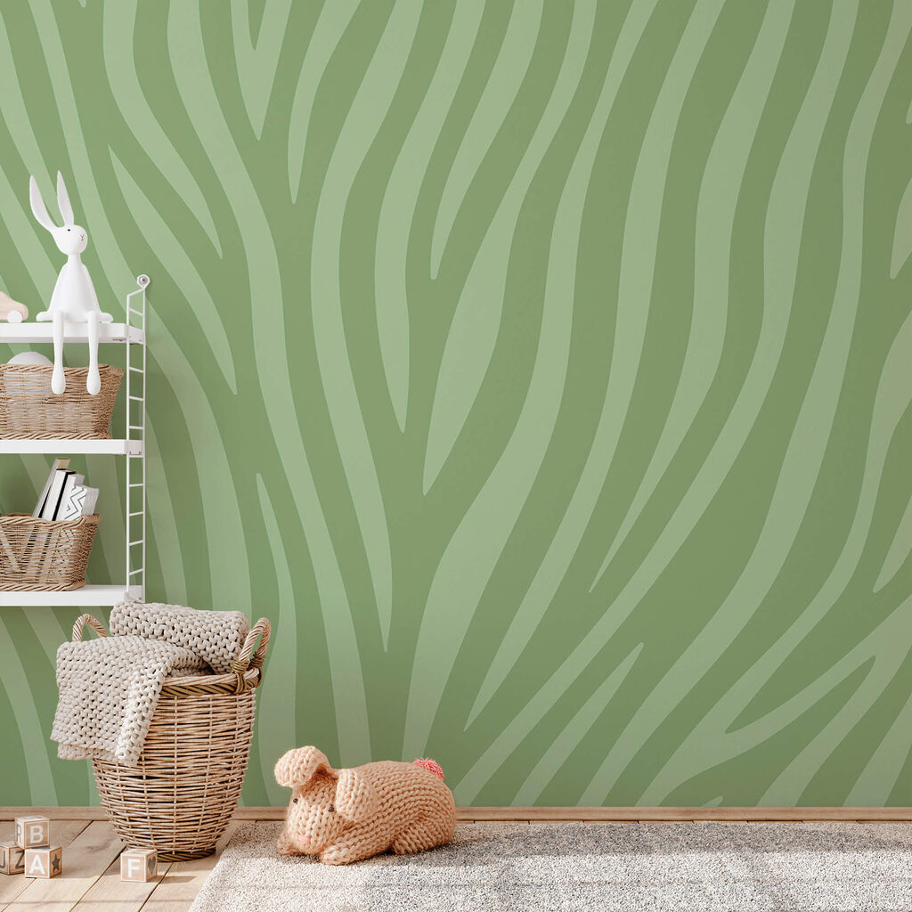 Groen met witte zebraprint