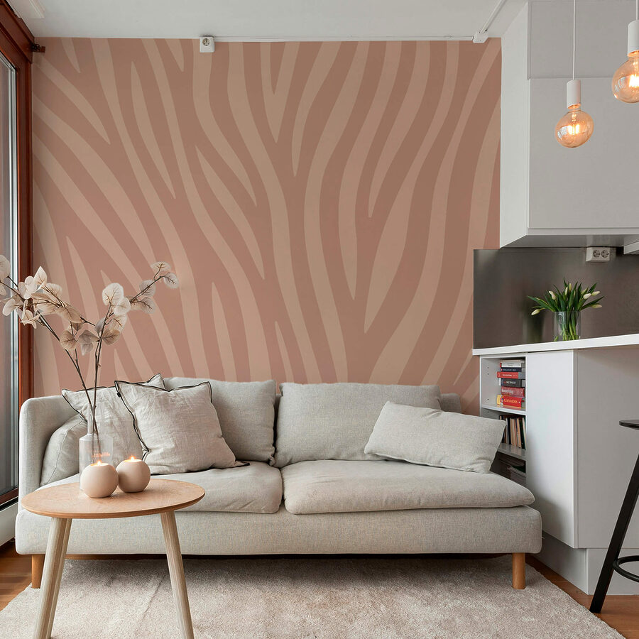 Fotobehang Vloeiende lijnen in zachte tinten. - Afbeelding 2