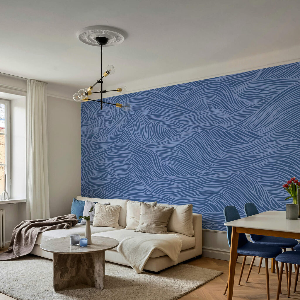 Blauw en wit golvend patroon Blauw en wit golvend patroon