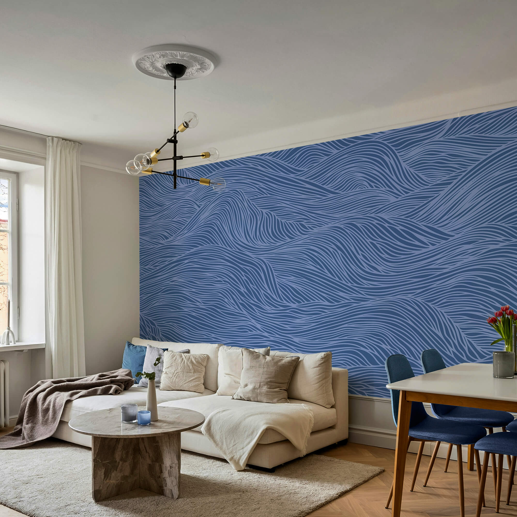 Blauw en wit golvend patroon Blauw en wit golvend patroon