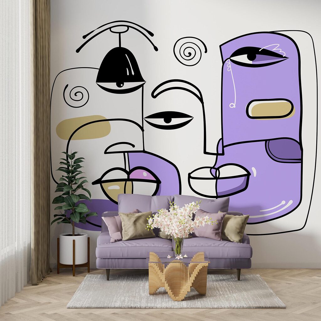 Groep gezichten getekend in verschillende kleuren