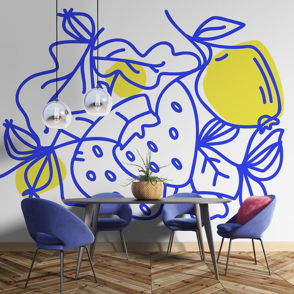 Tekening van vruchten en bladeren