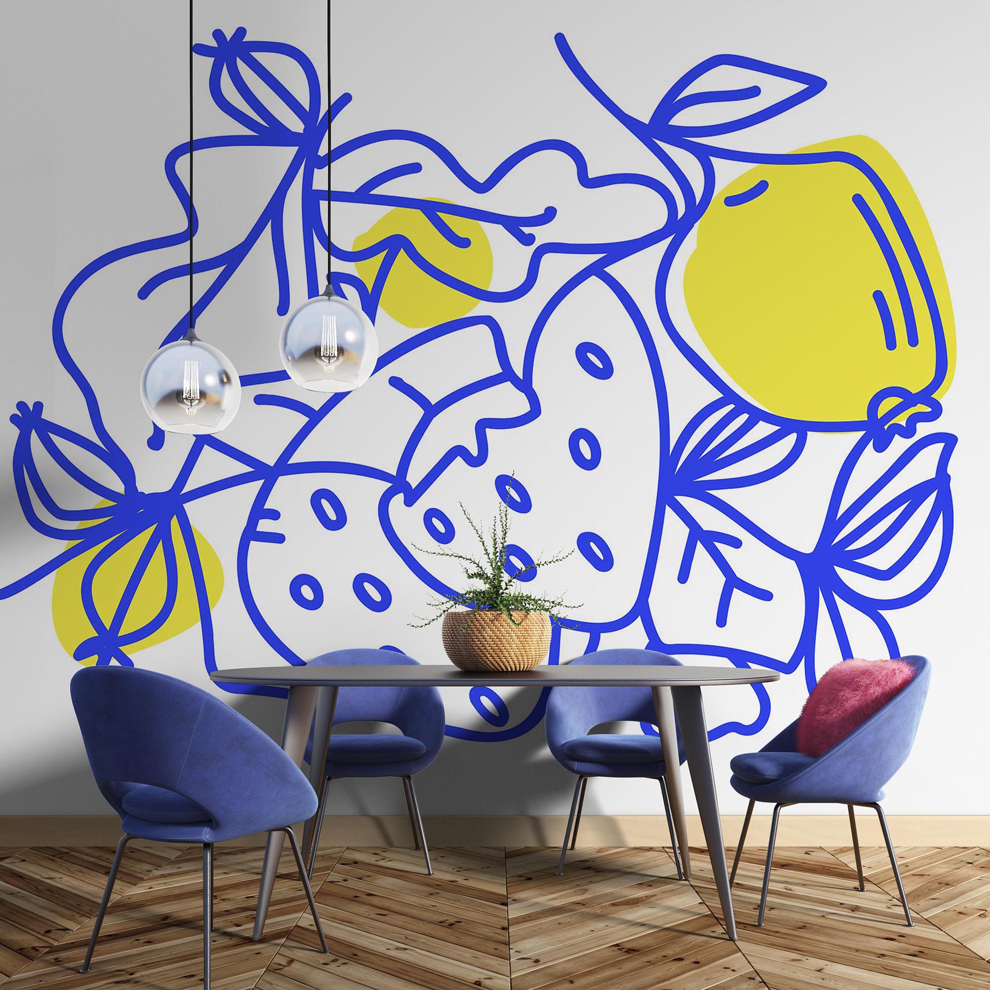 Tekening van vruchten en bladeren