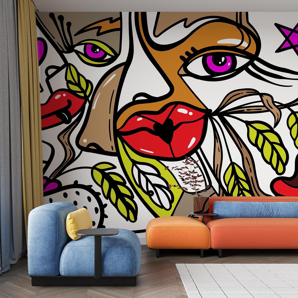 – Levendig gezicht met opvallende patronen – Levendig gezicht met opvallende patronen