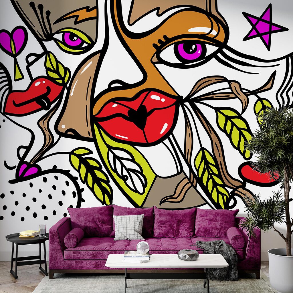 – Levendig gezicht met opvallende patronen – Levendig gezicht met opvallende patronen