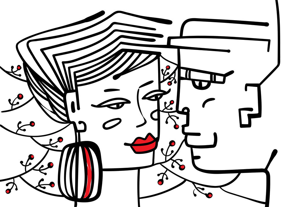 Tekening van een man en een vrouw Tekening van een man en een vrouw