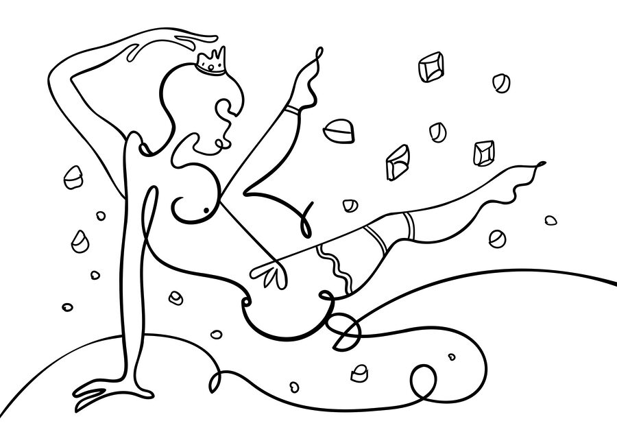 Tekening van een dansende vrouw