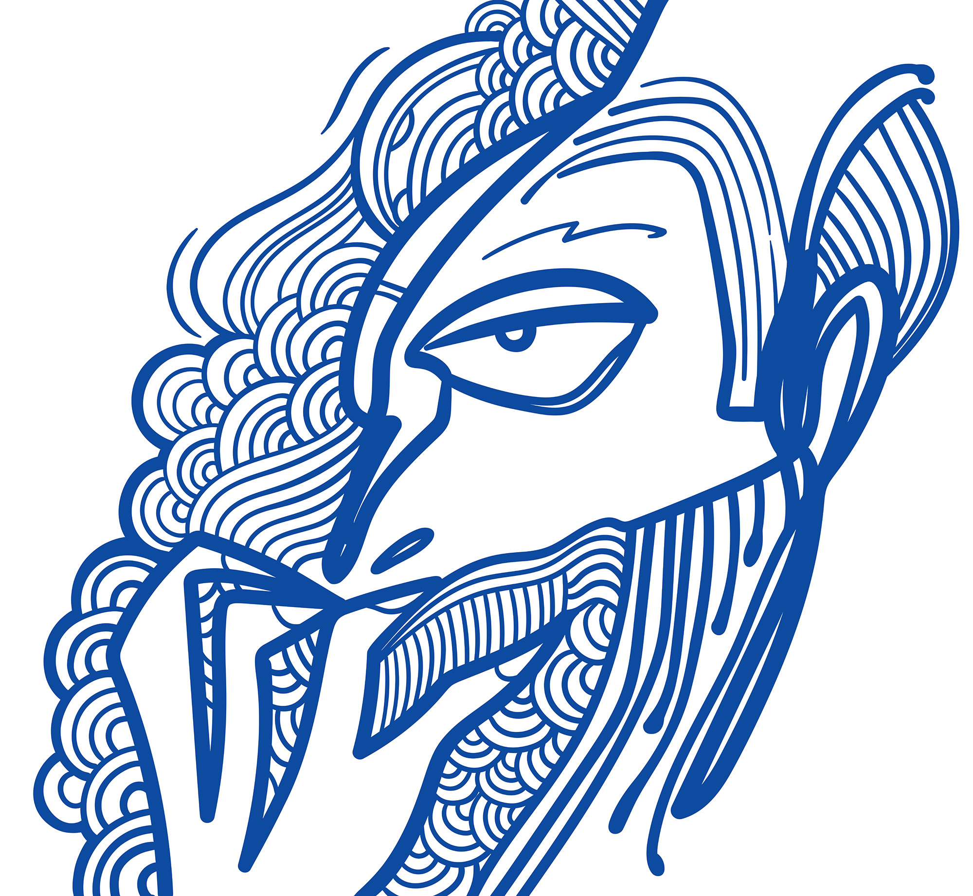 Drawing of a man with his hand to his mouth Drawing of a man with his hand to his mouth