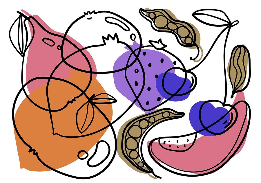 Wall murals Drawing of different fruits