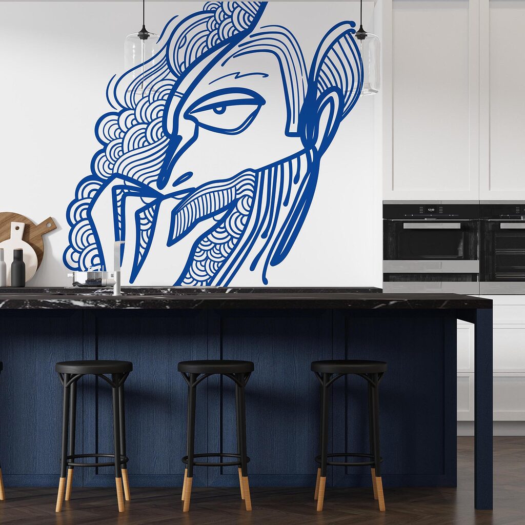 Tekening van een man met zijn hand voor zijn mond Tekening van een man met zijn hand voor zijn mond