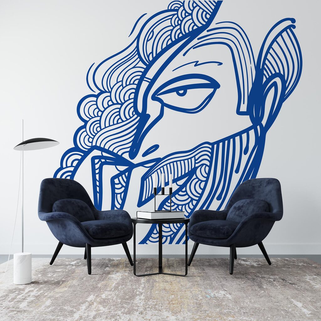 Tekening van een man met zijn hand voor zijn mond Tekening van een man met zijn hand voor zijn mond