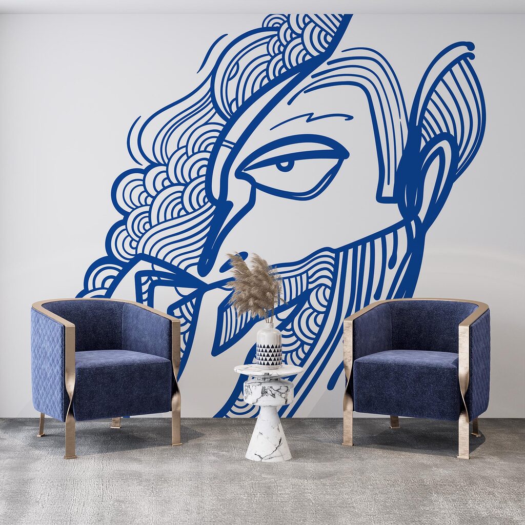 Tekening van een man met zijn hand voor zijn mond Tekening van een man met zijn hand voor zijn mond