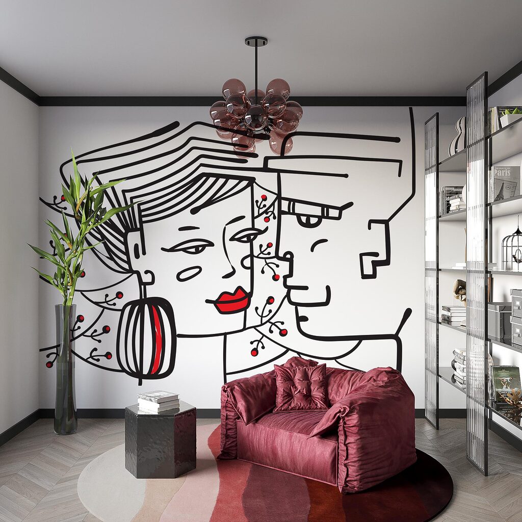 Tekening van een man en een vrouw