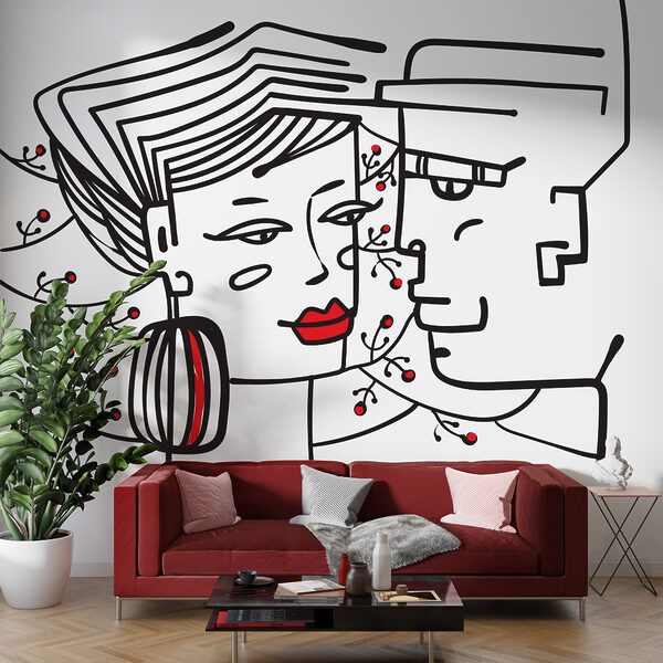 Tekening van een man en een vrouw Tekening van een man en een vrouw