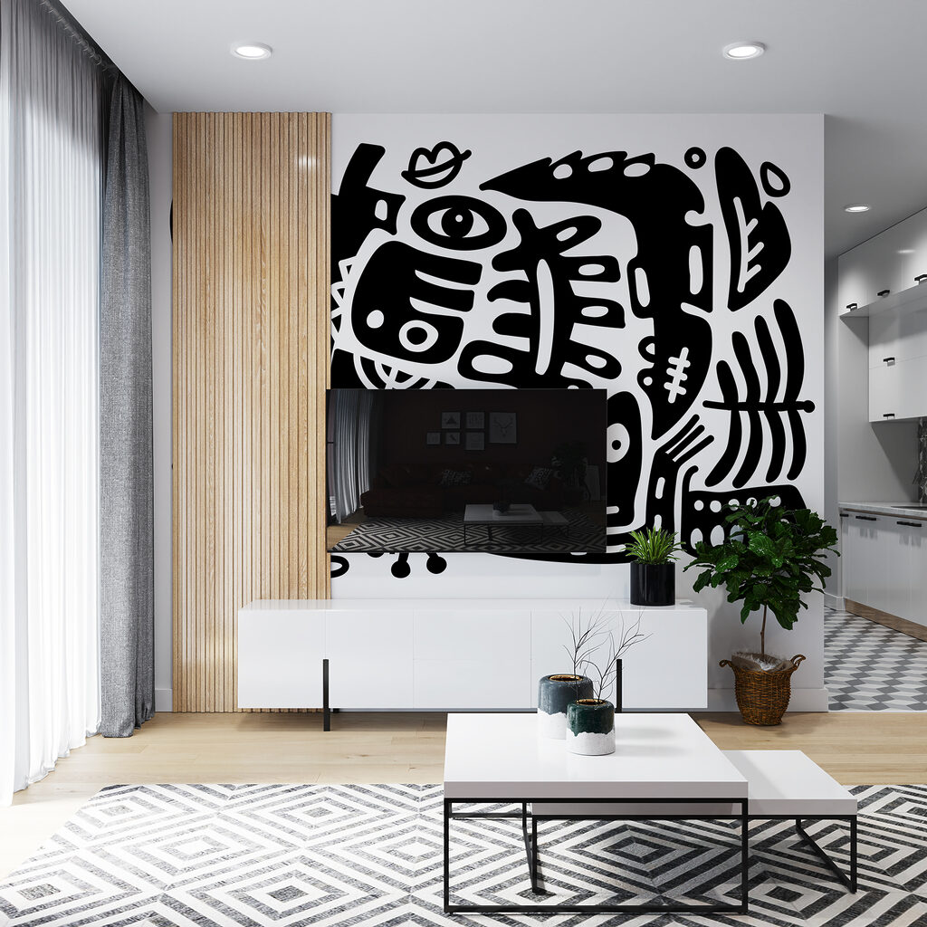 Zwart-wit tekening van verschillende vormen Zwart-wit tekening van verschillende vormen