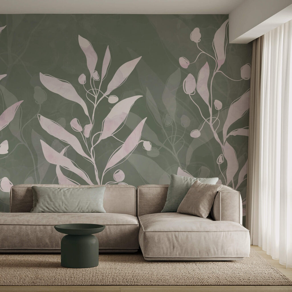 Delicate bladeren op een gedempte achtergrond