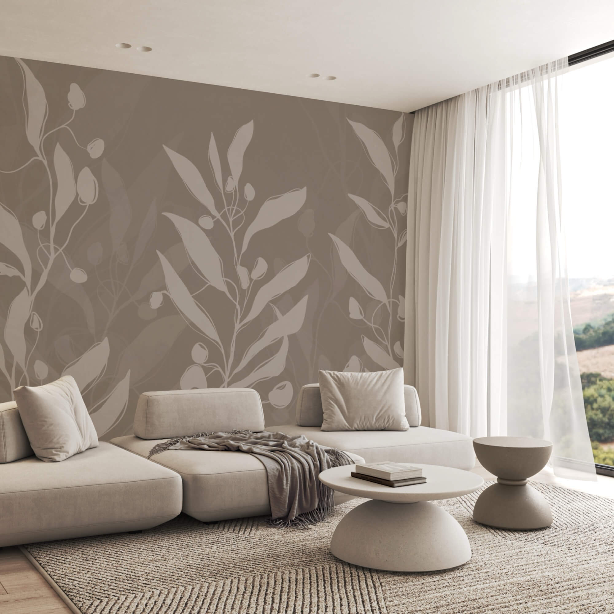 Zacht botanisch ontwerp op een neutrale achtergrond