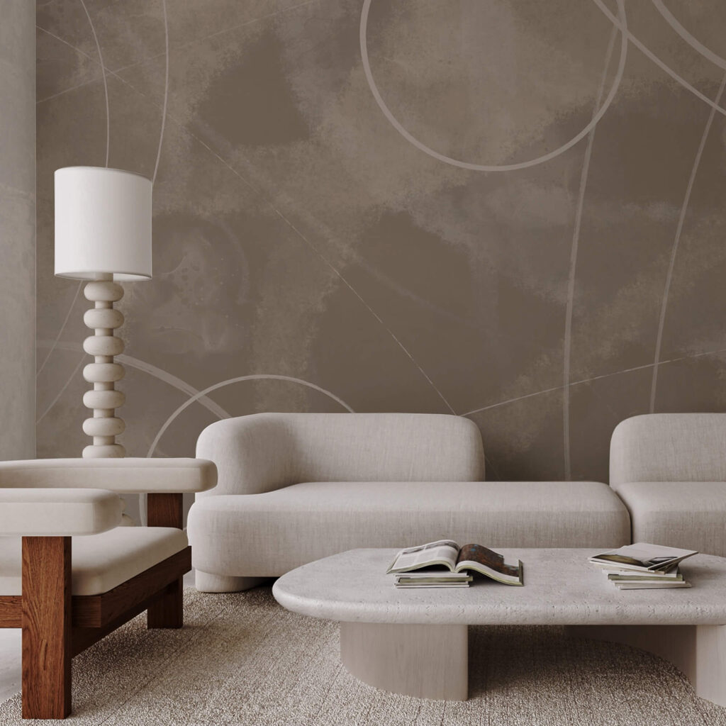 Bruine achtergrond met witte lijnen en cirkels