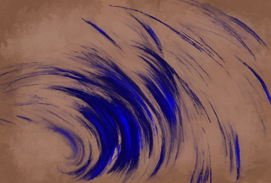 Blauwe wervelingen op een bruine achtergrond Blauwe wervelingen op een bruine achtergrond