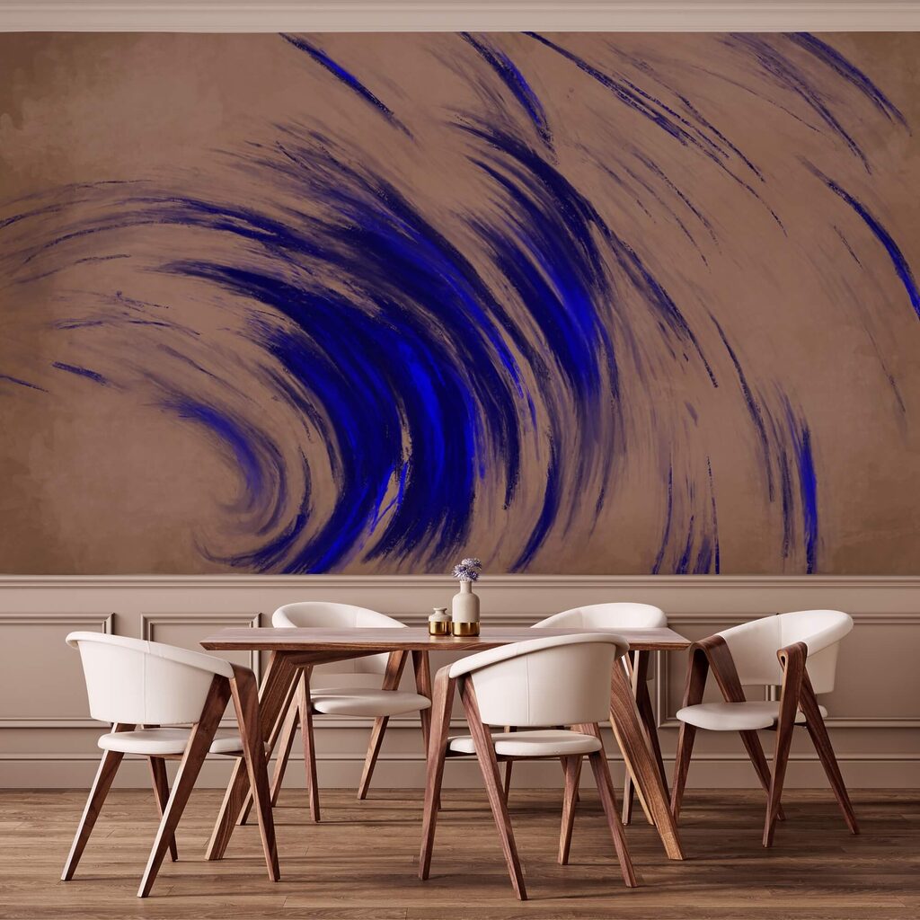 Blauwe wervelingen op een bruine achtergrond Blauwe wervelingen op een bruine achtergrond