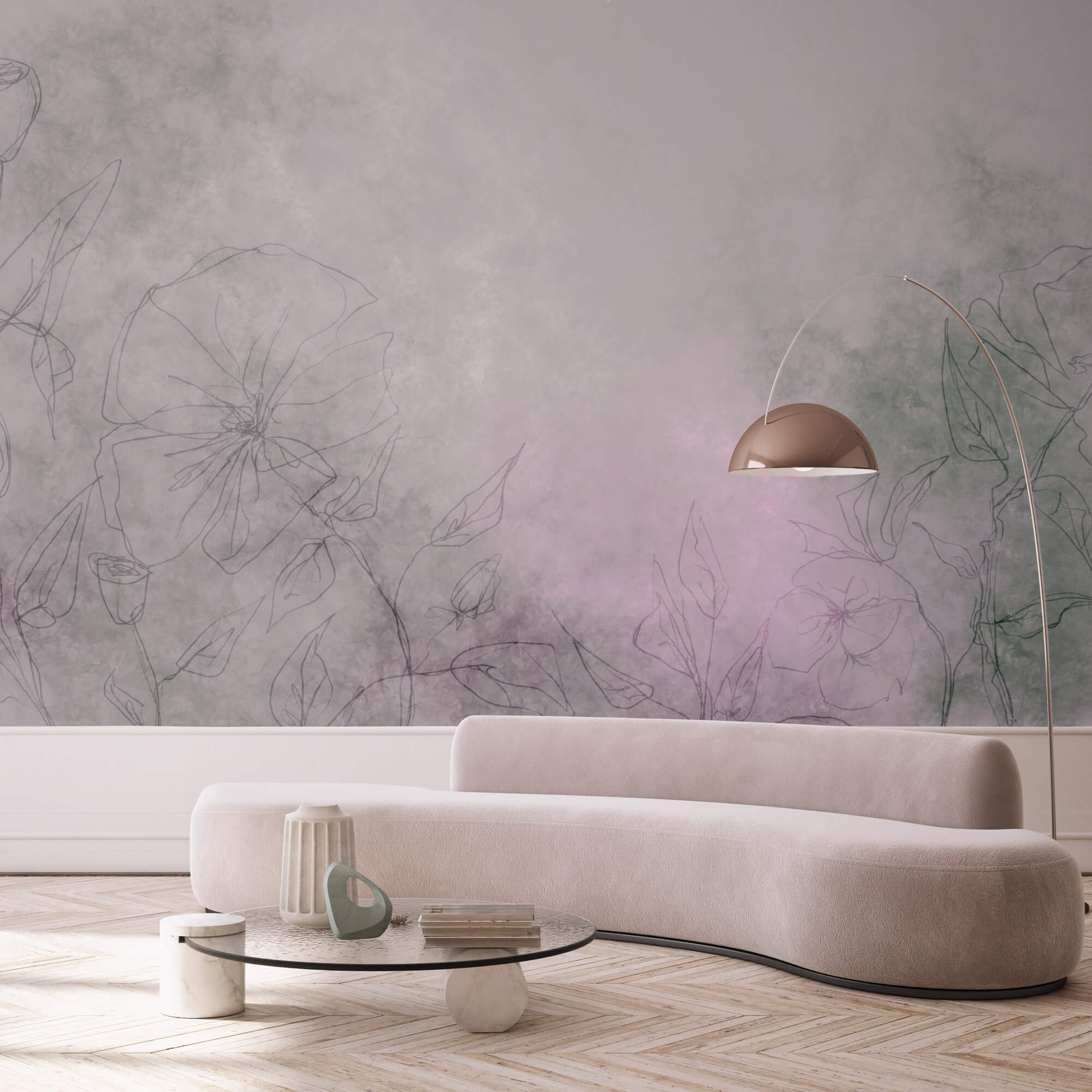 Tekening van bloemen op een wit oppervlak Tekening van bloemen op een wit oppervlak