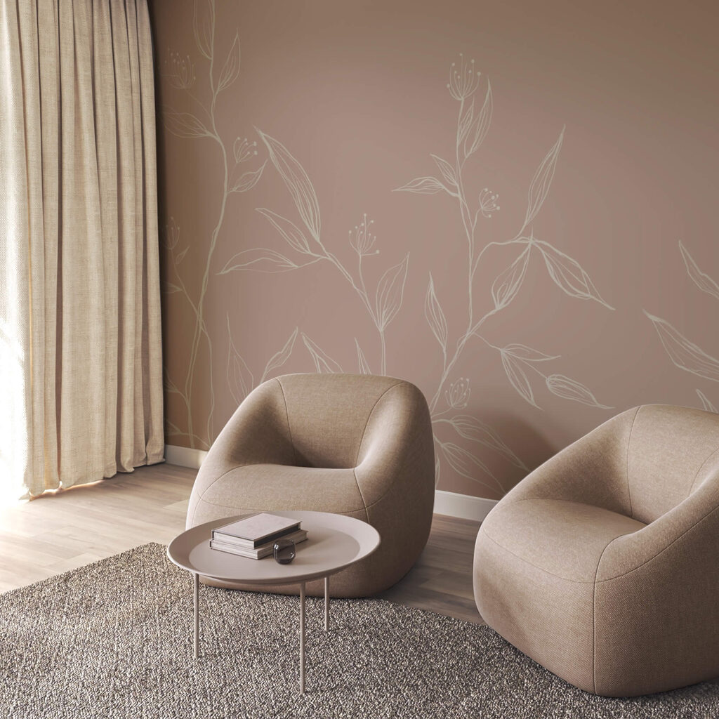 Delicate bladeren op zachte pastelkleurige achtergrond