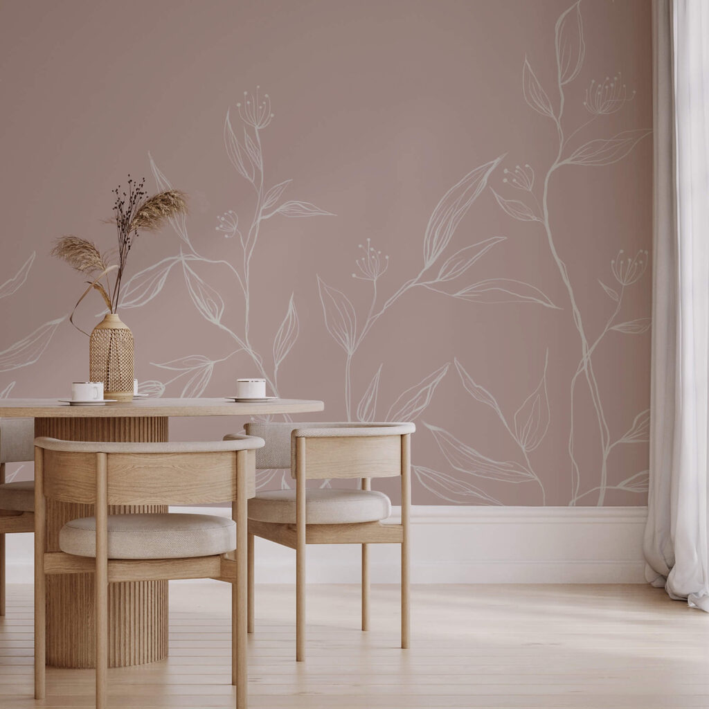 Delicate bladeren op zachte pastelkleurige achtergrond