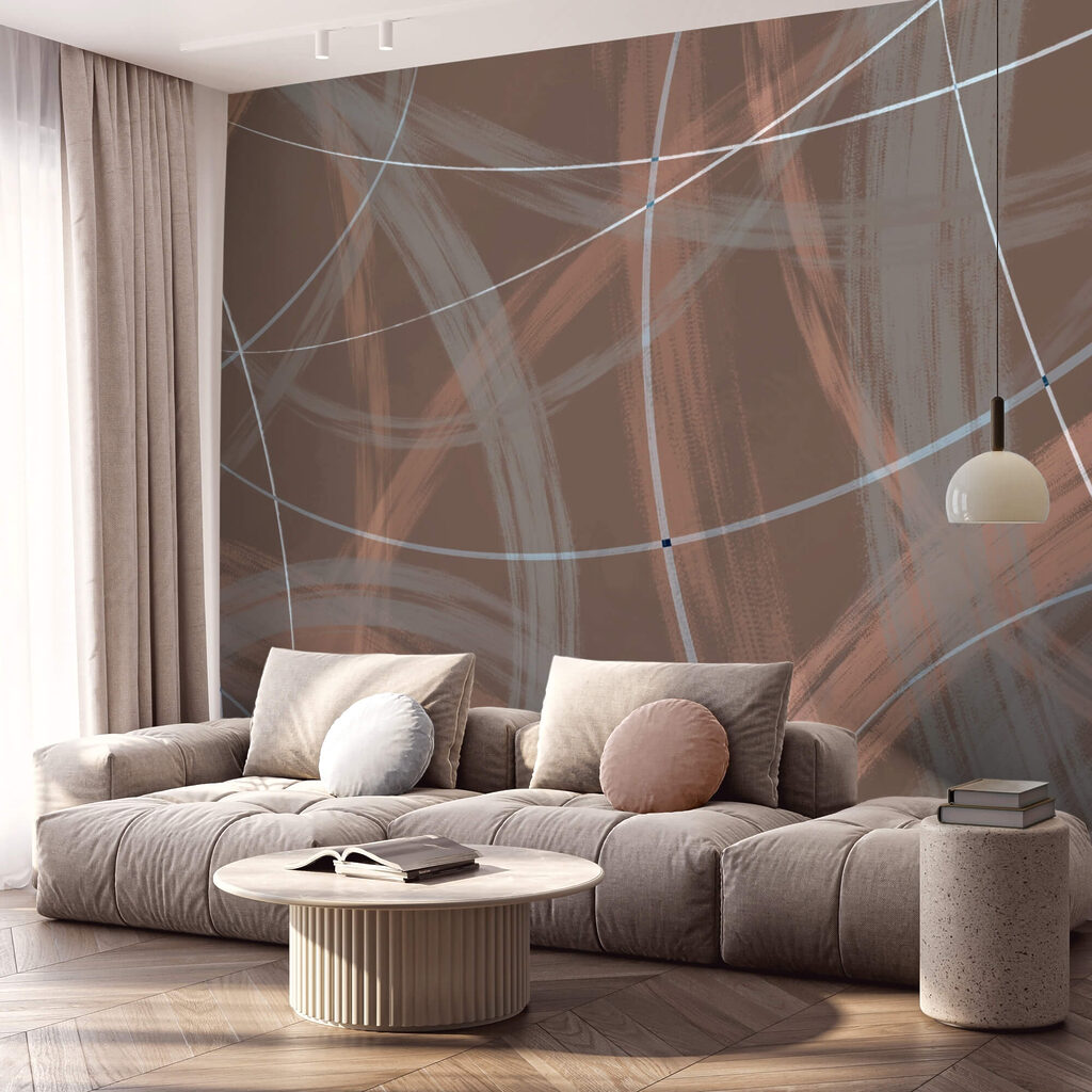 Bruine en witte achtergrond met lijnen en cirkels