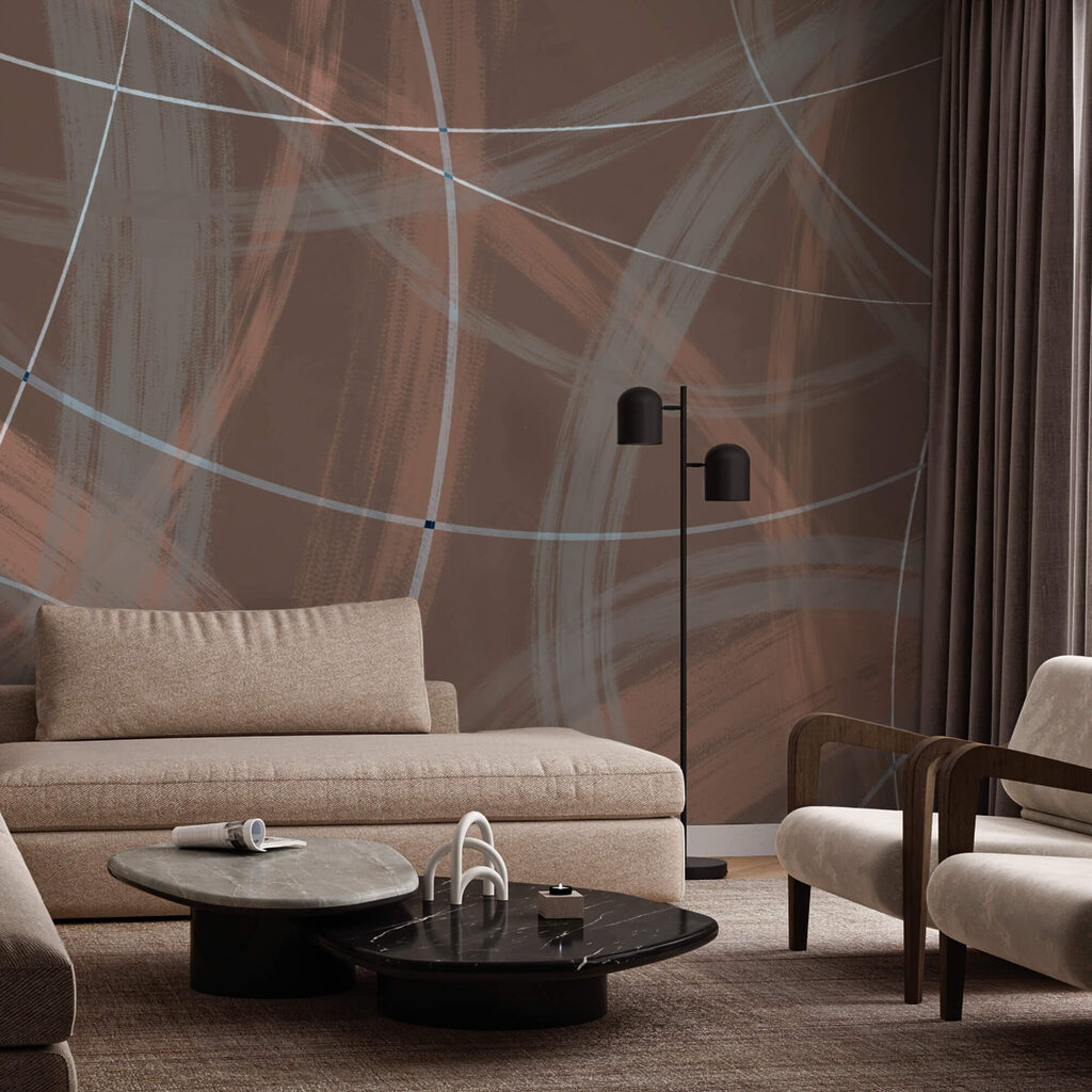 Bruine en witte achtergrond met lijnen en cirkels