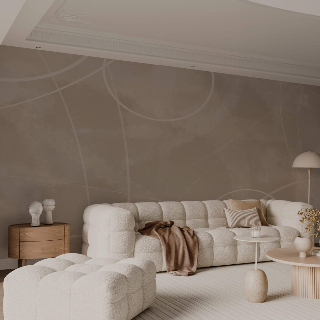 Bruine achtergrond met witte lijnen en cirkels