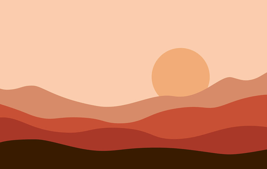 Zonsondergang boven een woestijn