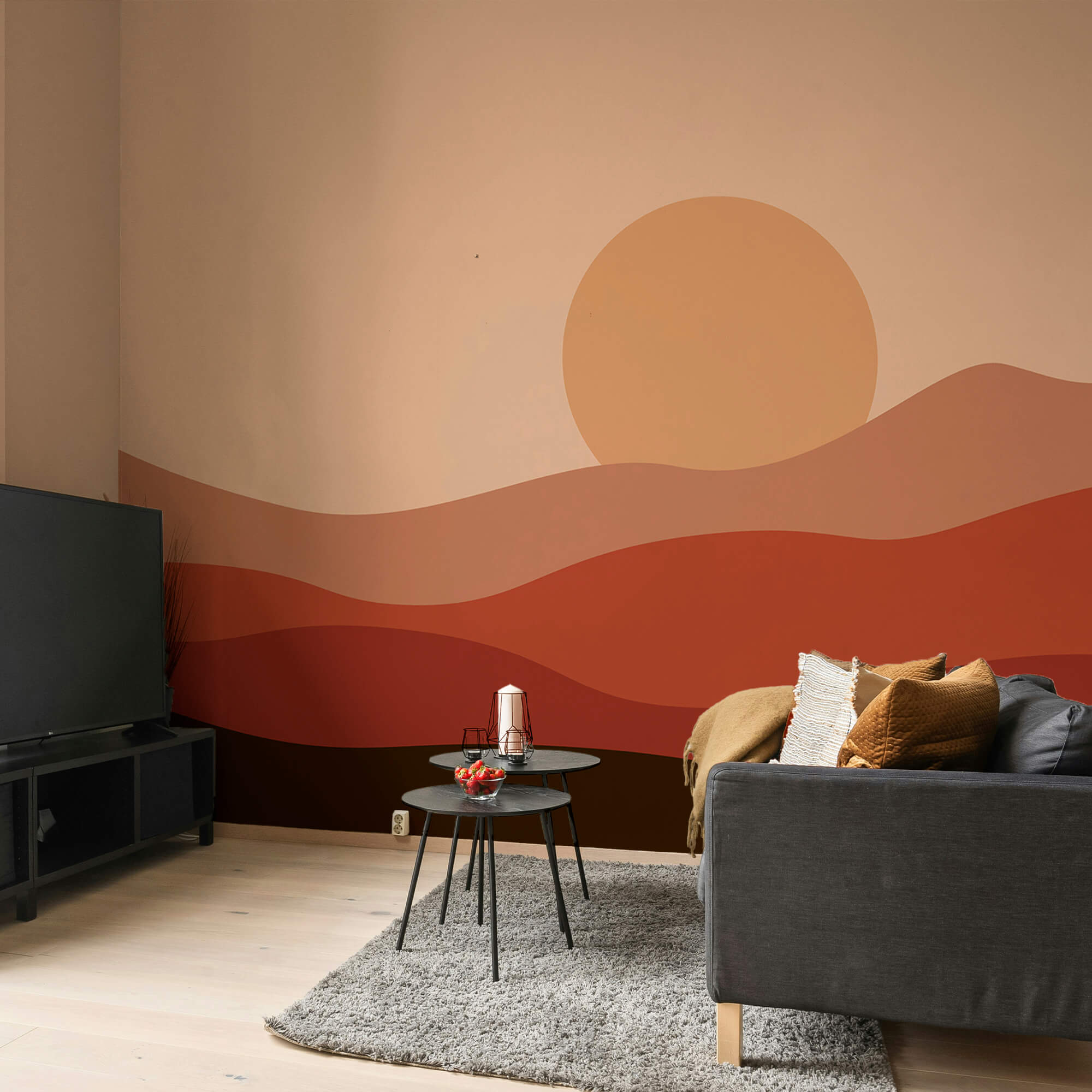 Zonsondergang boven een woestijn