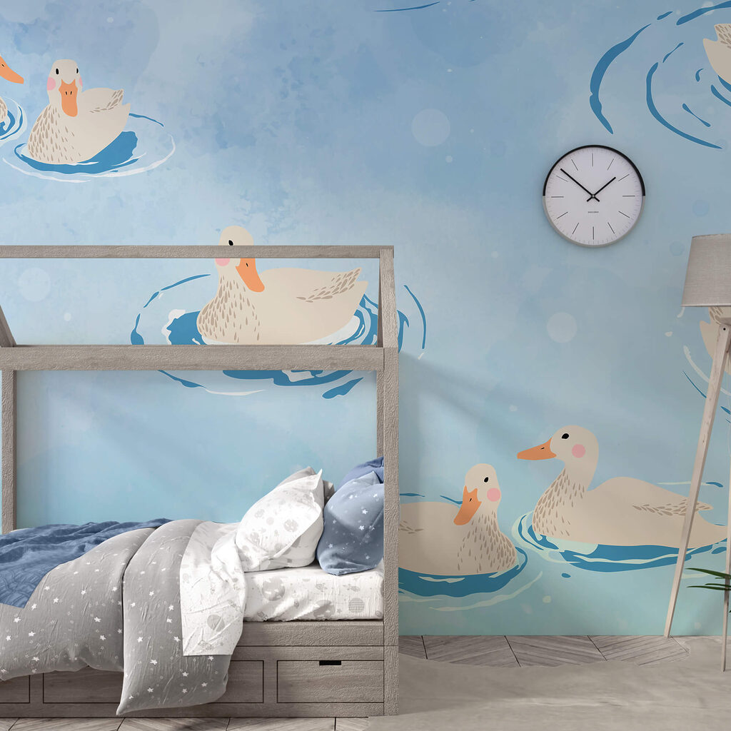 Groep eenden zwemmend in water Groep eenden zwemmend in water