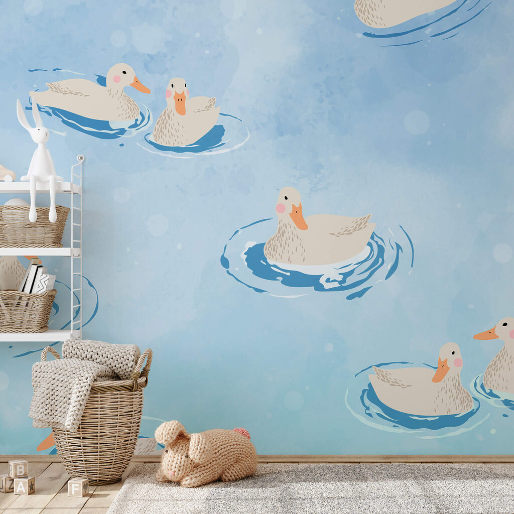 Groep eenden zwemmend in water Groep eenden zwemmend in water