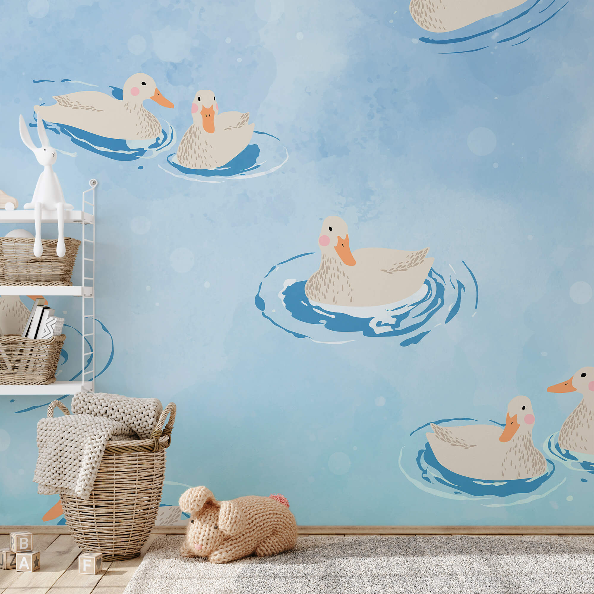 Groep eenden zwemmend in water Groep eenden zwemmend in water