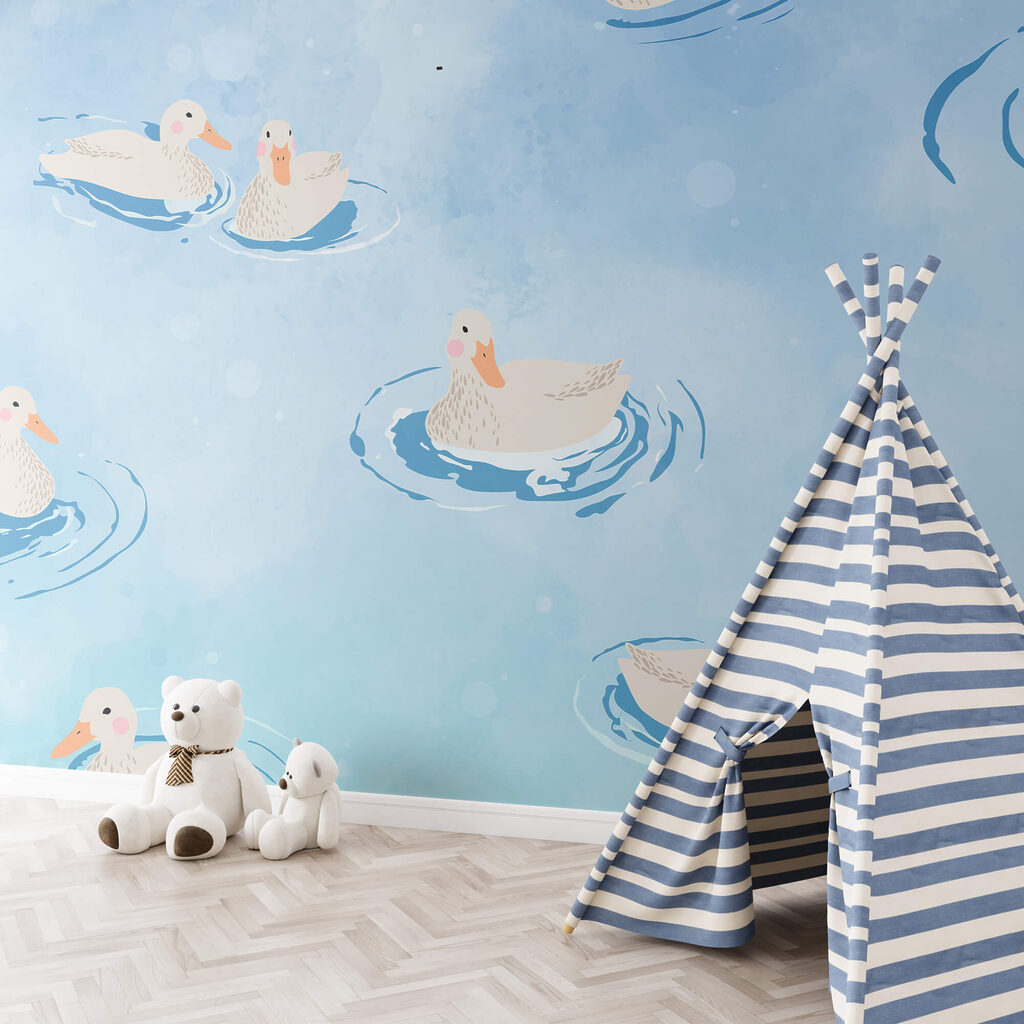 Groep eenden zwemmend in water Groep eenden zwemmend in water