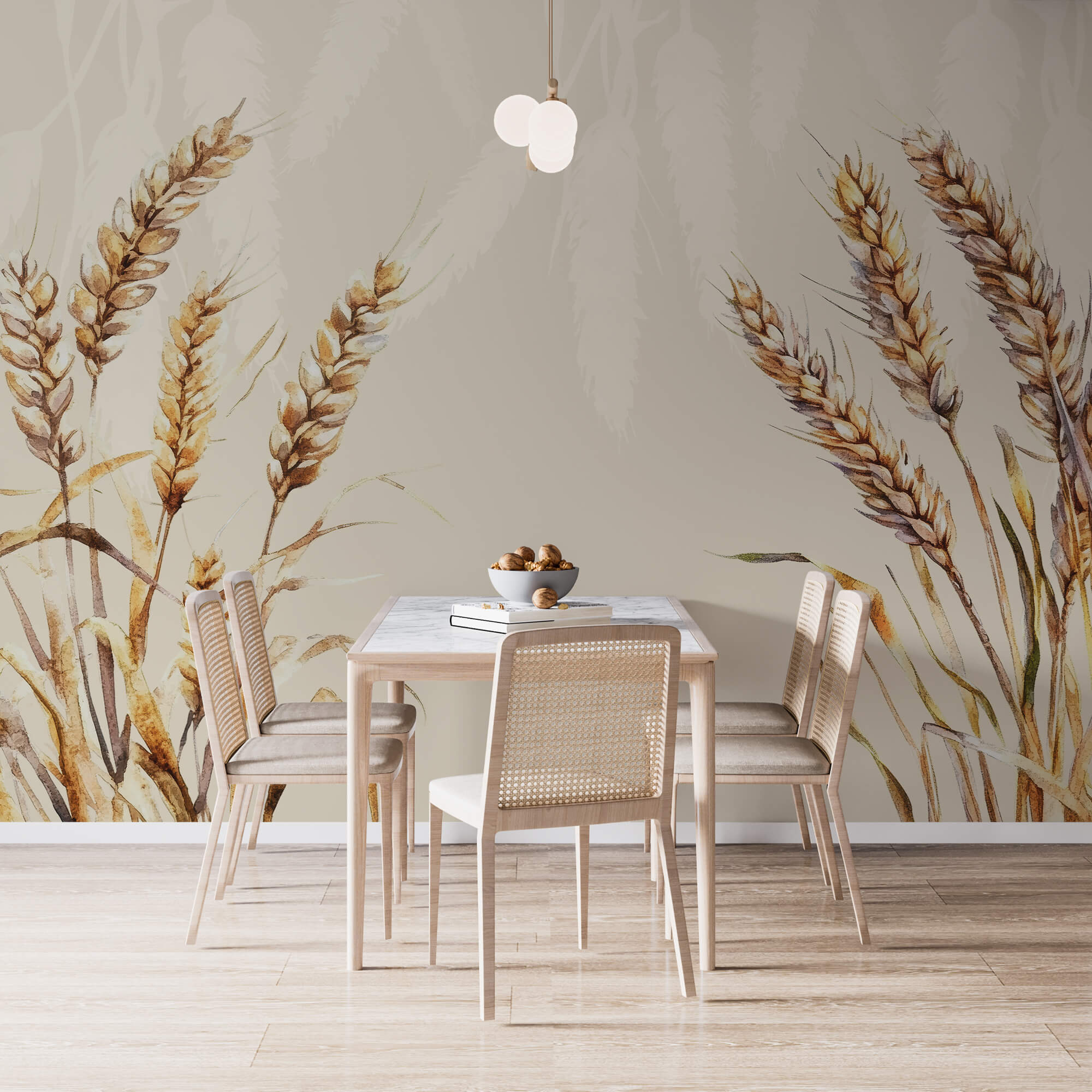 Schilderij van tarwe op een witte achtergrond