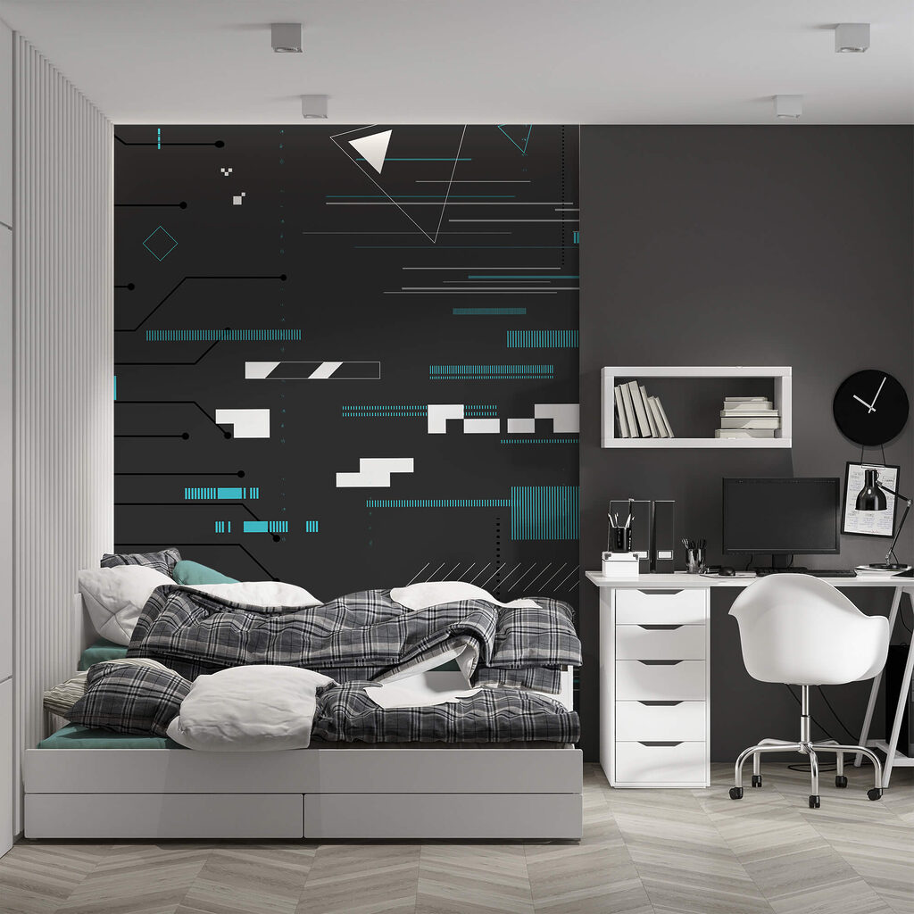 Zwarte achtergrond met veel lijnen en stippen