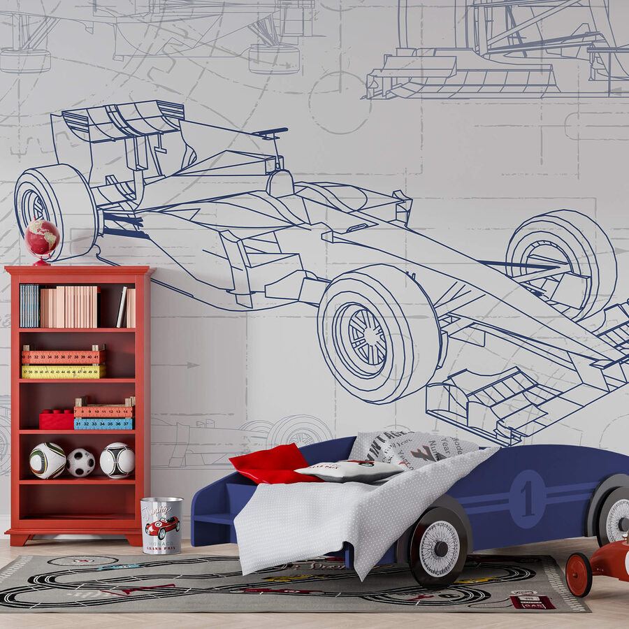 Blauwdruk van een raceauto Blauwdruk van een raceauto