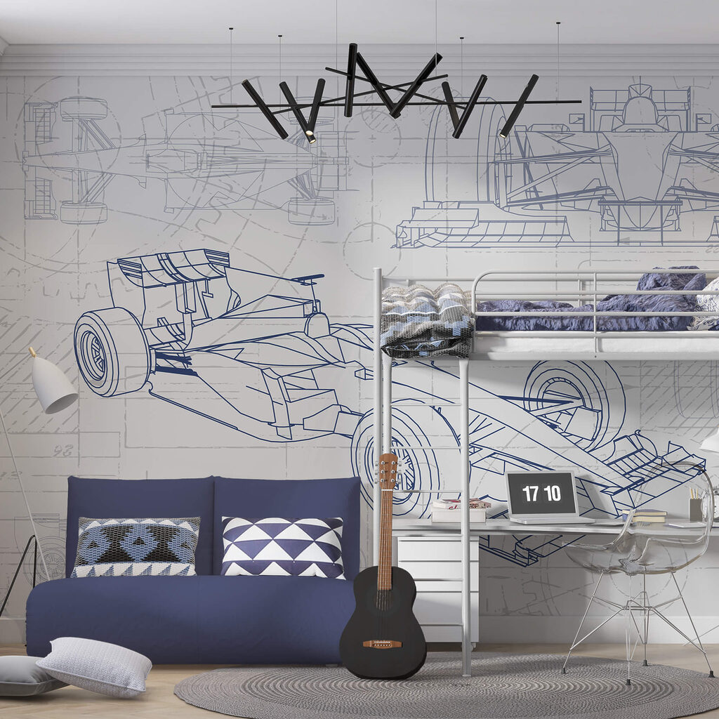 Blauwdruk van een raceauto Blauwdruk van een raceauto