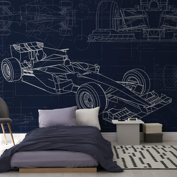 Blauwdruk van een raceauto Blauwdruk van een raceauto