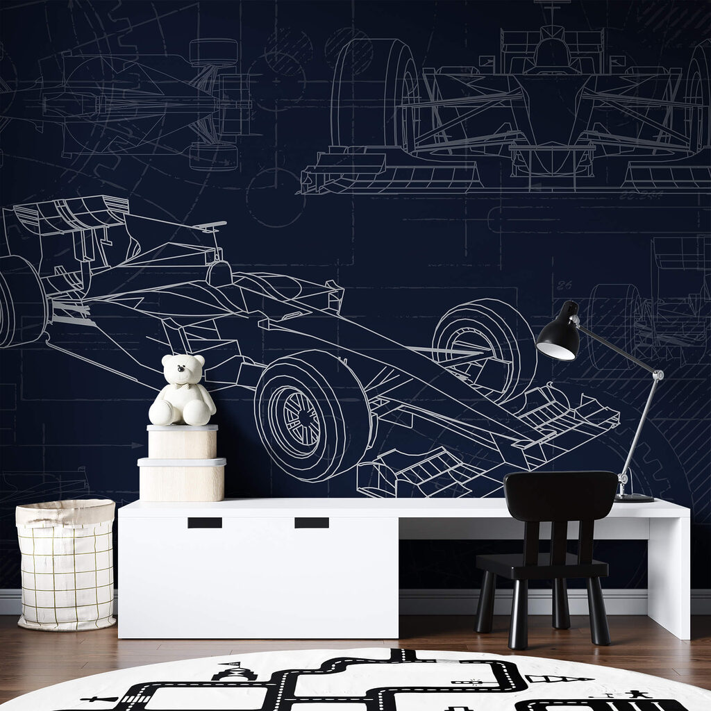 Blauwdruk van een raceauto Blauwdruk van een raceauto