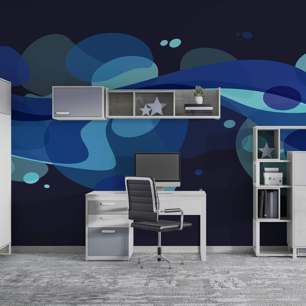 Blauw en wit zwierig ontwerp