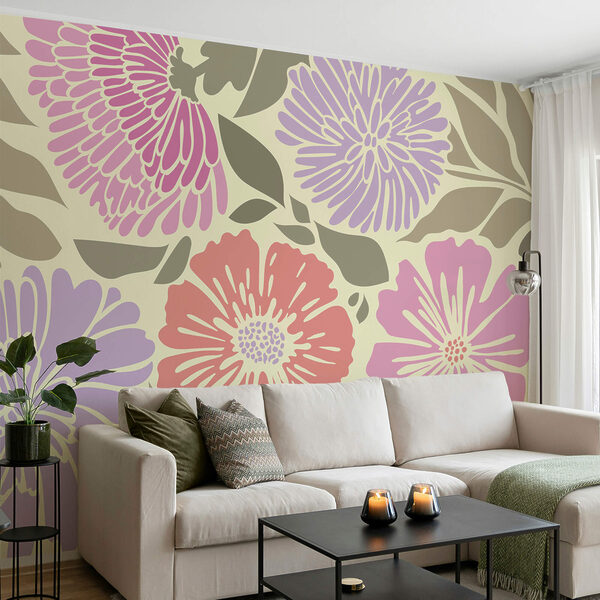 Kleurrijk bloemenpatroon met bladeren Kleurrijk bloemenpatroon met bladeren