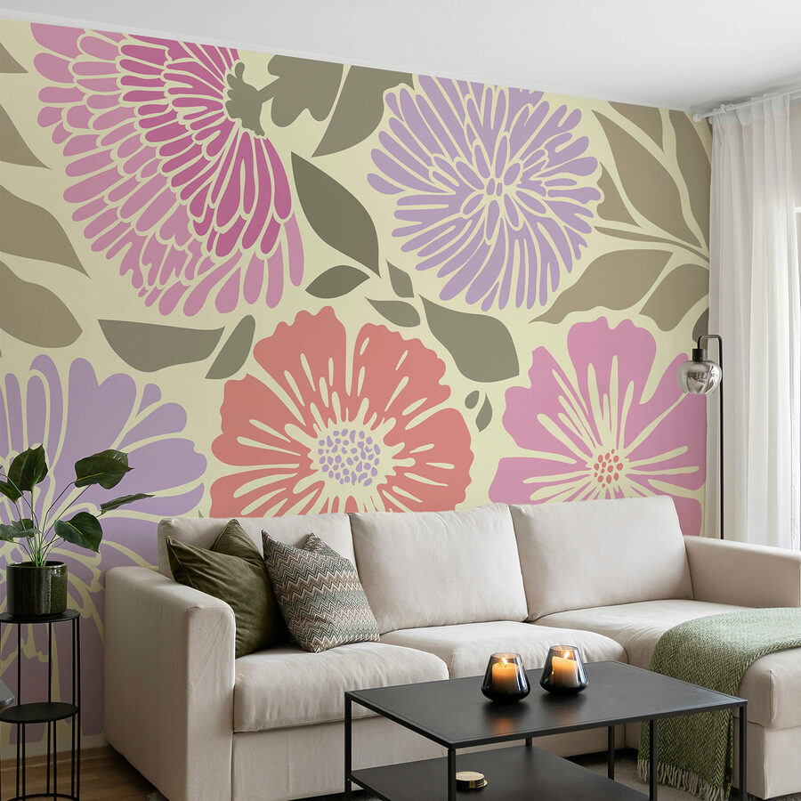 Kleurrijk bloemenpatroon met bladeren