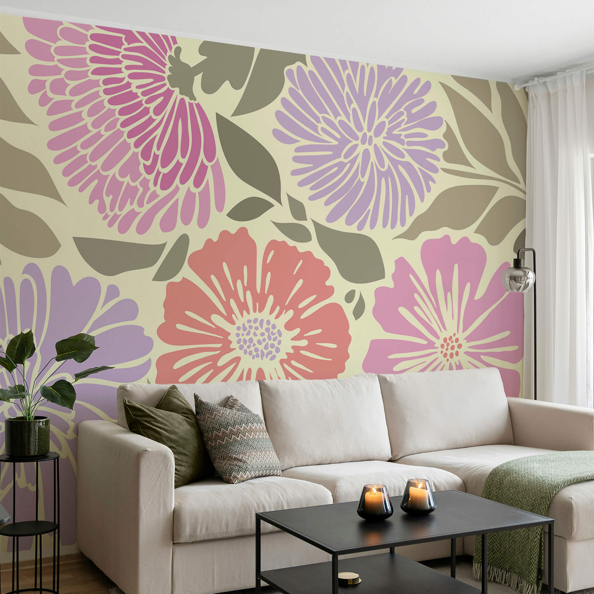 Kleurrijk bloemenpatroon met bladeren