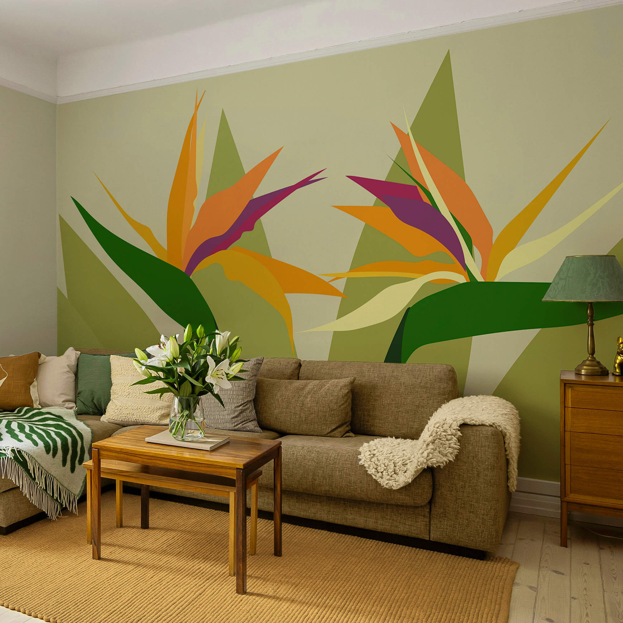 Kleurrijke bloemen op groene stelen Kleurrijke bloemen op groene stelen