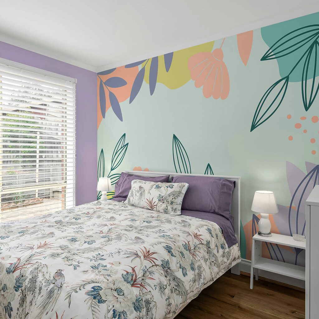 Kleurrijk bloemenpatroon met bladeren Kleurrijk bloemenpatroon met bladeren