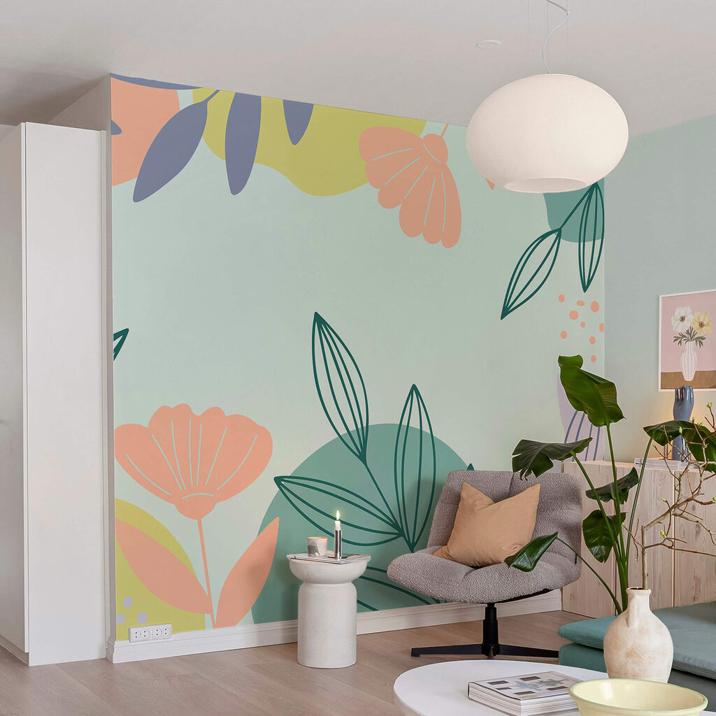 Kleurrijk bloemenpatroon met bladeren Kleurrijk bloemenpatroon met bladeren