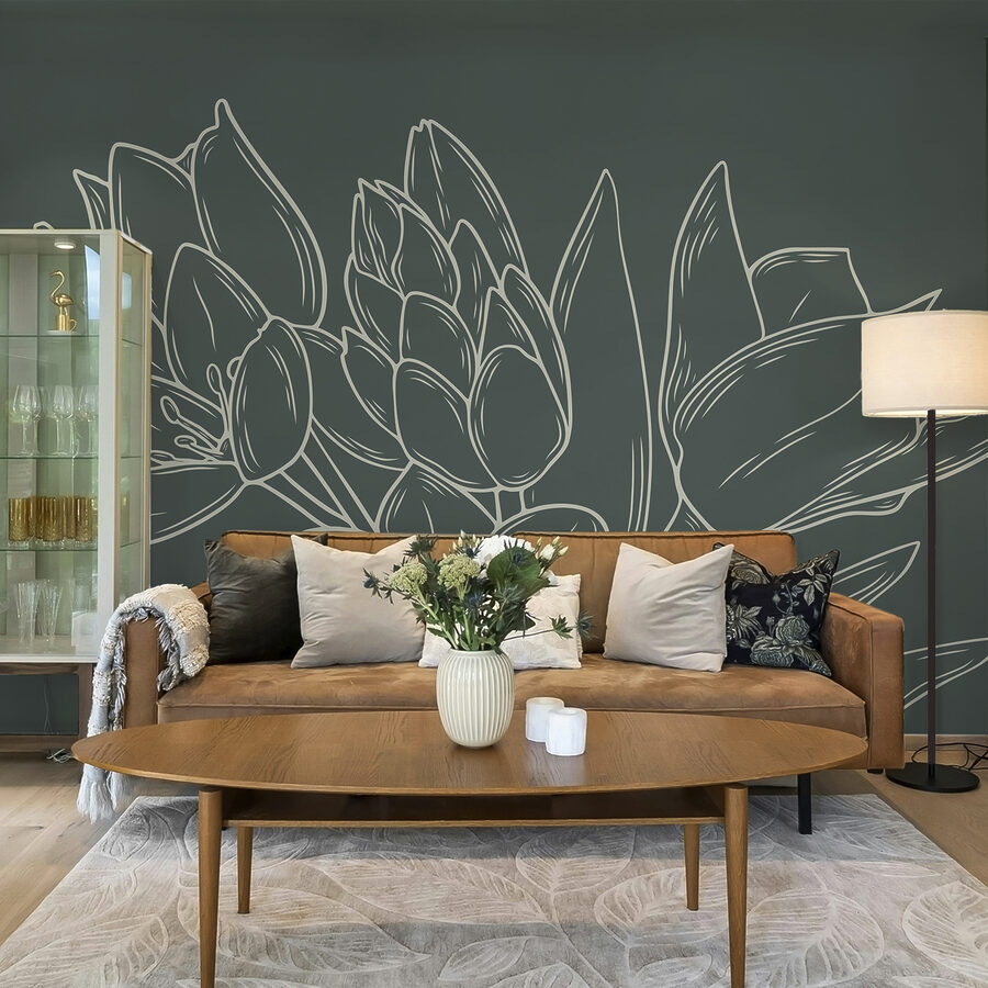 Tekening van bloemen op een plant